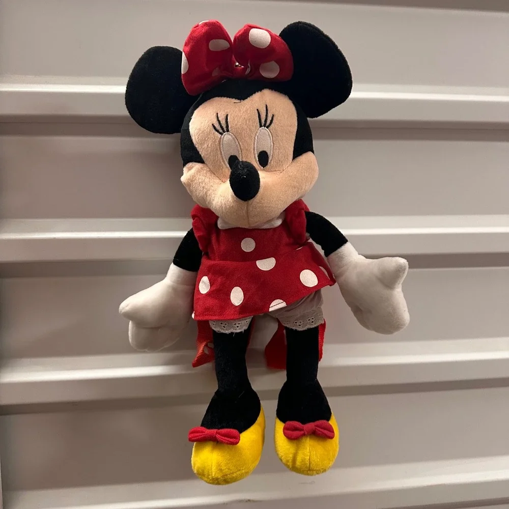 Minnie‎ Mouse Plush Backpack Disney Polka Dot Dress Small Kids Toddler